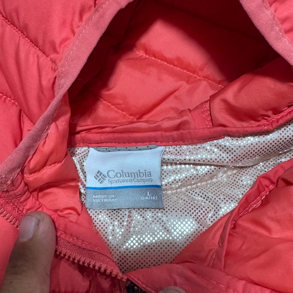 EUC Columbia Girls Jacket Puffer/Fleece Large (14-16) Pink Color Block Hooded‎ - Picture 3 of 6